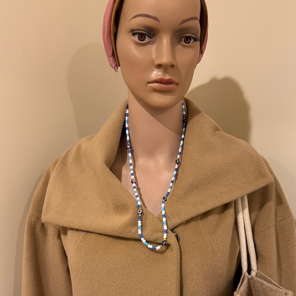 Elegant Blue and White Beaded Necklace